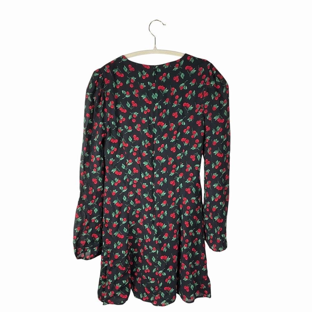 Reformation Black Red Floral Mini Dress Long Sleeve Romantic Cottagecore - Picture 3 of 7